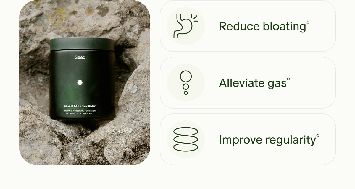 Reduce bloating° | Alleviate gas° | Improve regularity°