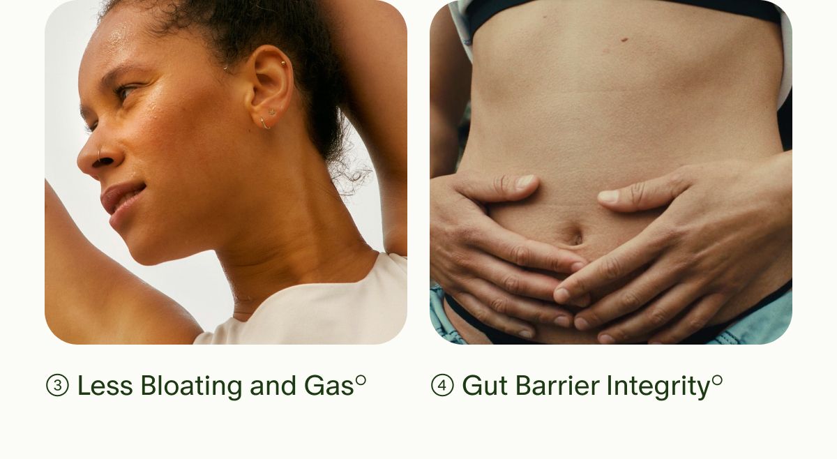 3 Less Bloating and Gas° | 4 Gut Barrier Integrity°