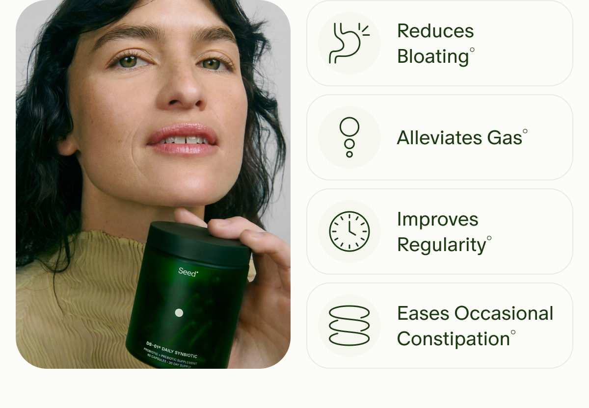 Reduces Bloating° | Alleviates Gas° | Improves Regularity° | Eases Occasional Constipation°