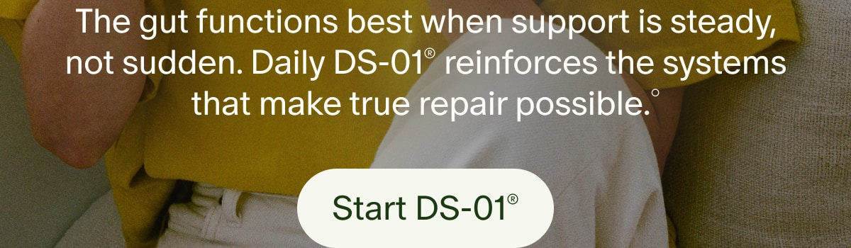 The gut functions best when support is steady, not sudden. Daily DS-01® reinforces the systems that make true repair possible.° | Start DS-01®