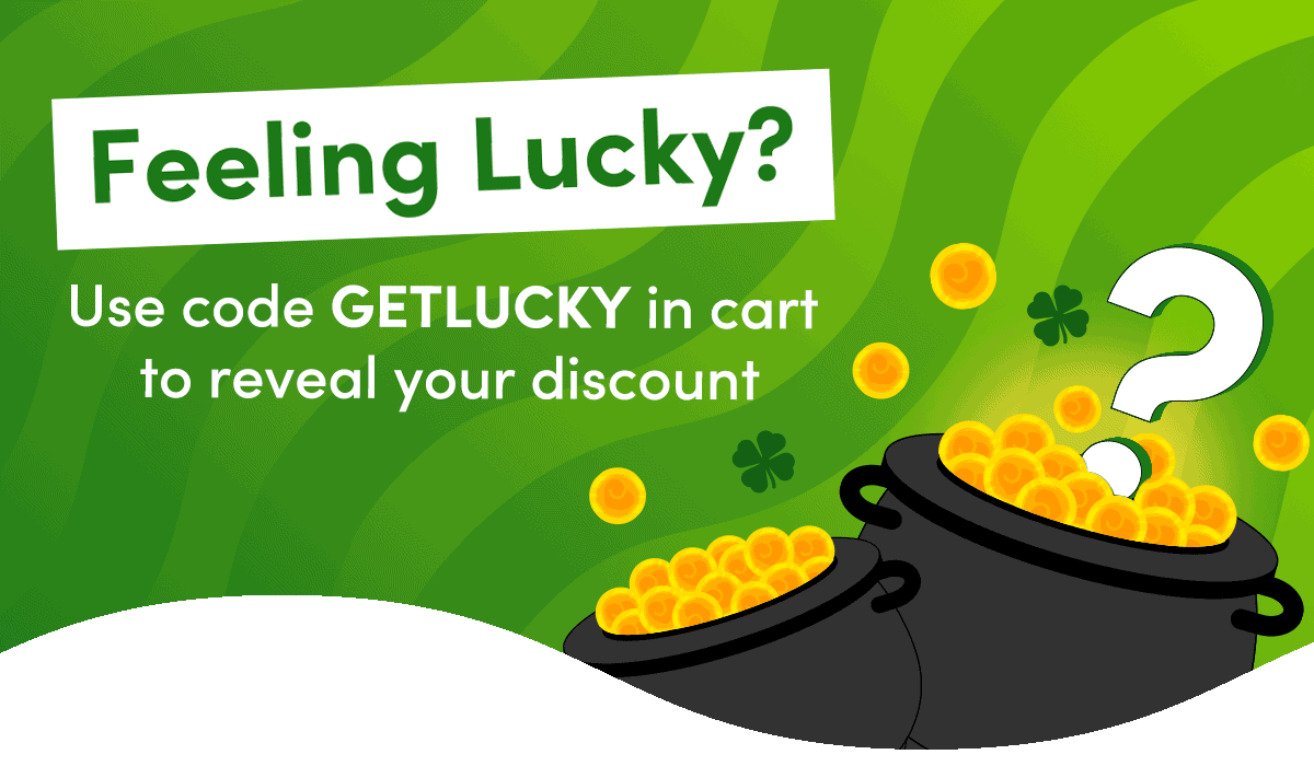 Use code GETLUCKY in cart to reveal your discount