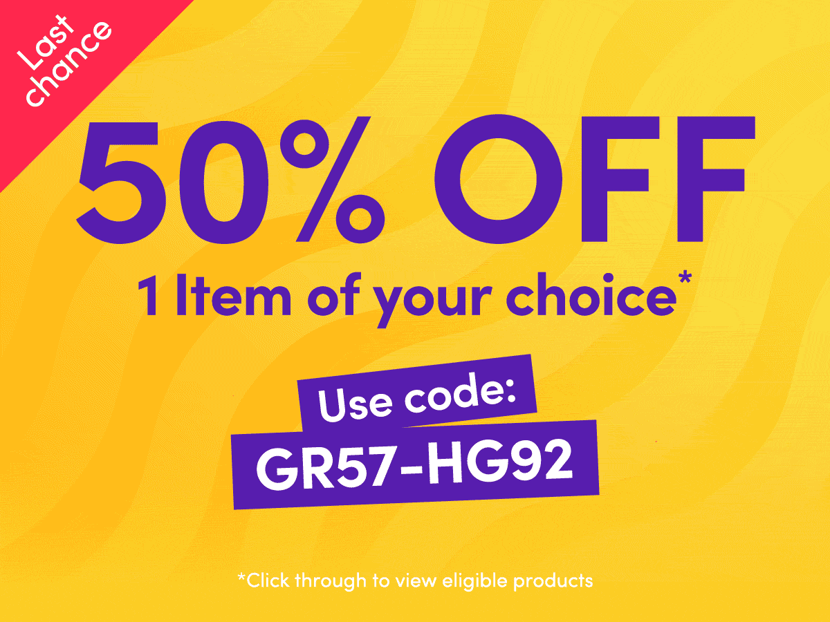 50% off 1 item with code GR57-HG92