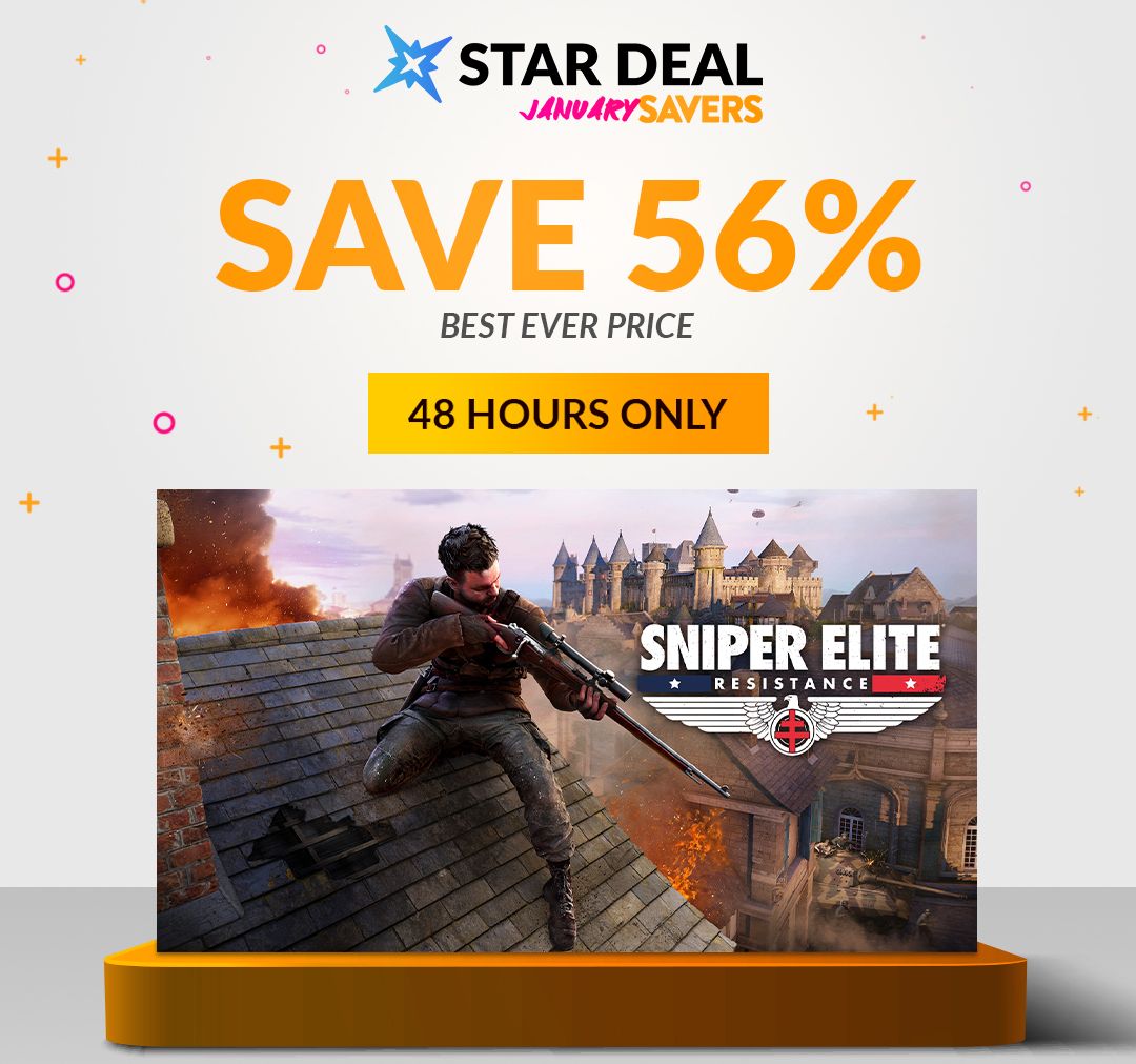 January Savers Star Deal: Sniper Eliter: Resistance. Save 56% and get the best ever price for the next 48 hours only.