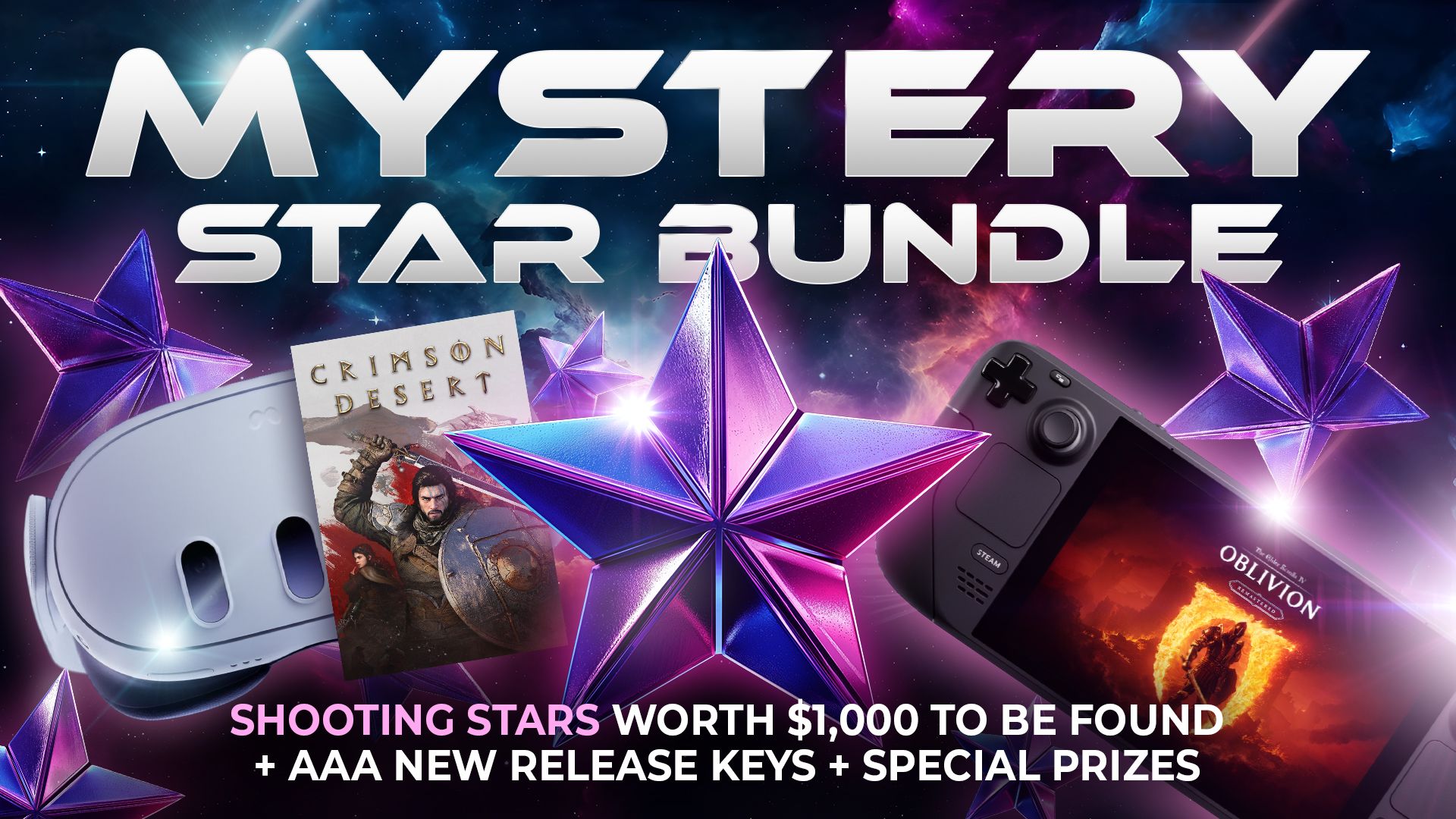 Mystery Star Bundle: Shooting Stars worth $1,000* to be found + AAA new release keys + special prizes!