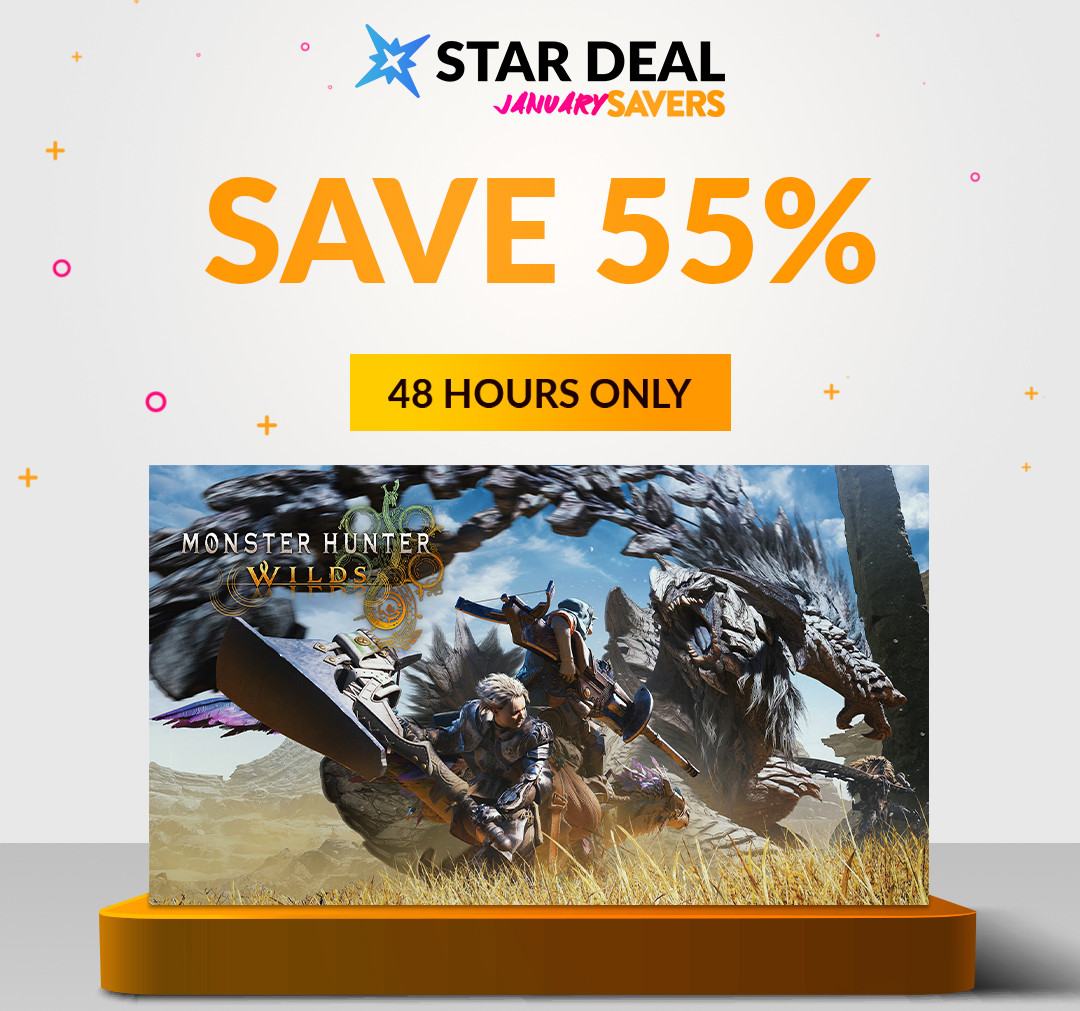 January Savers Star Deal: Monster Hunter Wilds. Save 55% for the next 48 hours only.