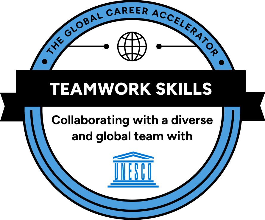 certification badge: Intercultural Skills — Collaborating with a diverse and global team with UNESCO