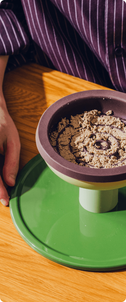 Close-up view of a bowl containing our food
