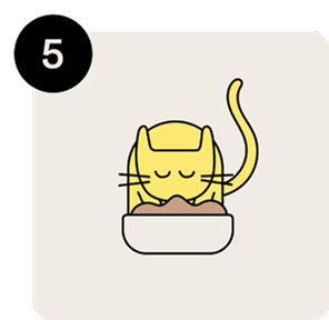 Illustration of a cat eating Smalls