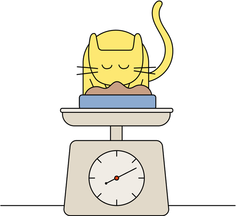 Illustration of a cat sitting on a scale