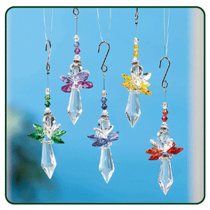 Crystal-Like Angel Ornaments, Set of 5
