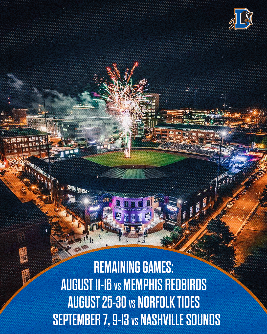 Durham Bulls remaining games graphic