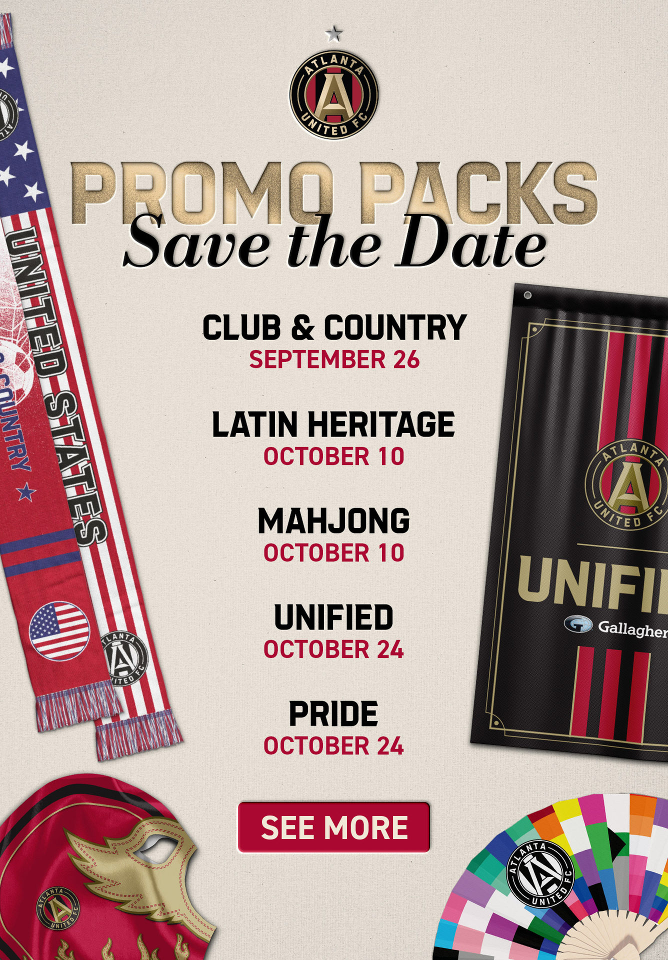 Promo Packs | Save the Date | Club & Country, September 26 | Latin Heritage, October 10 | Mahjong, October 10 and more! | See More