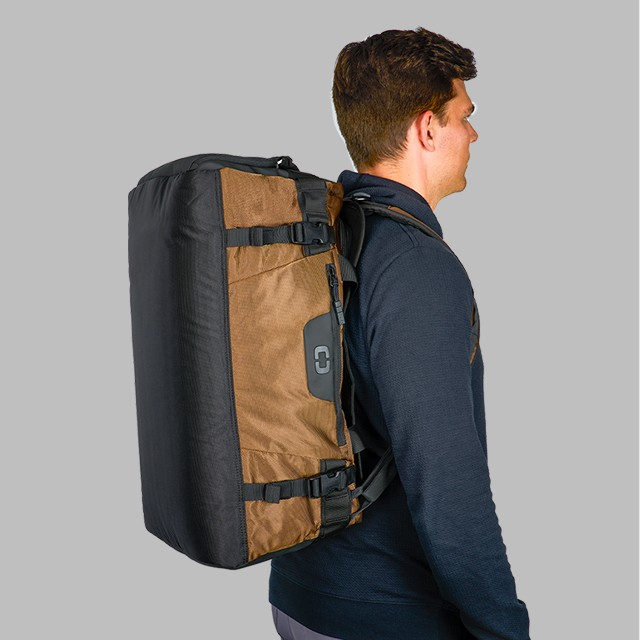 renegade go bag worn as backpack on model