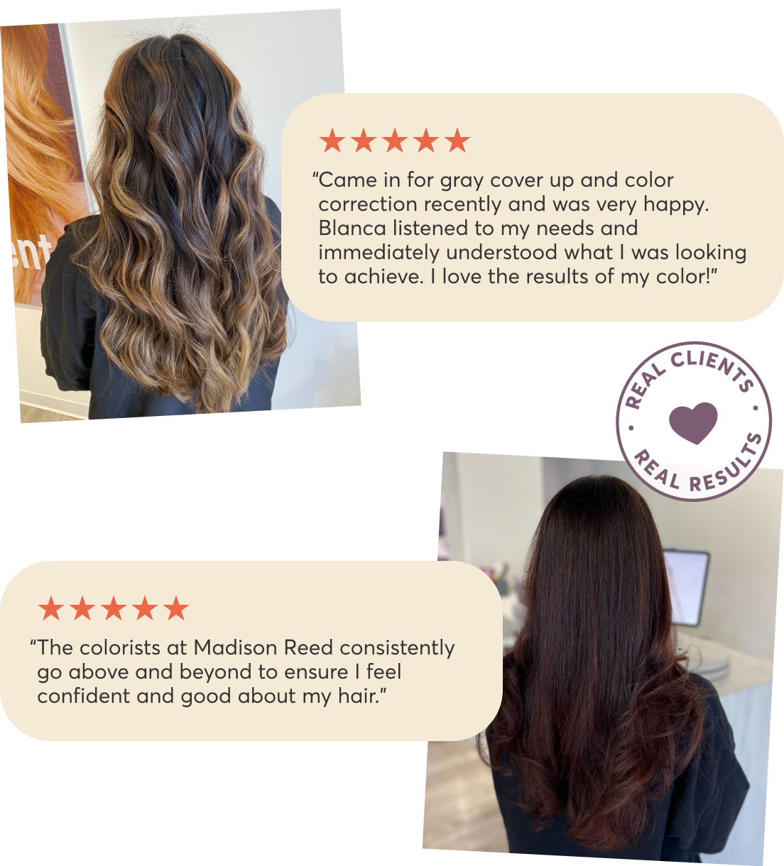 Came in for gray cover up and color correction recently and was very happy. Blanca listened to my needs and immediately understood what I was looking to achieve. I love the results of my color! | The colorists at Madison Reed consistently go above and beyond to ensure I feel confident and good about my hair.