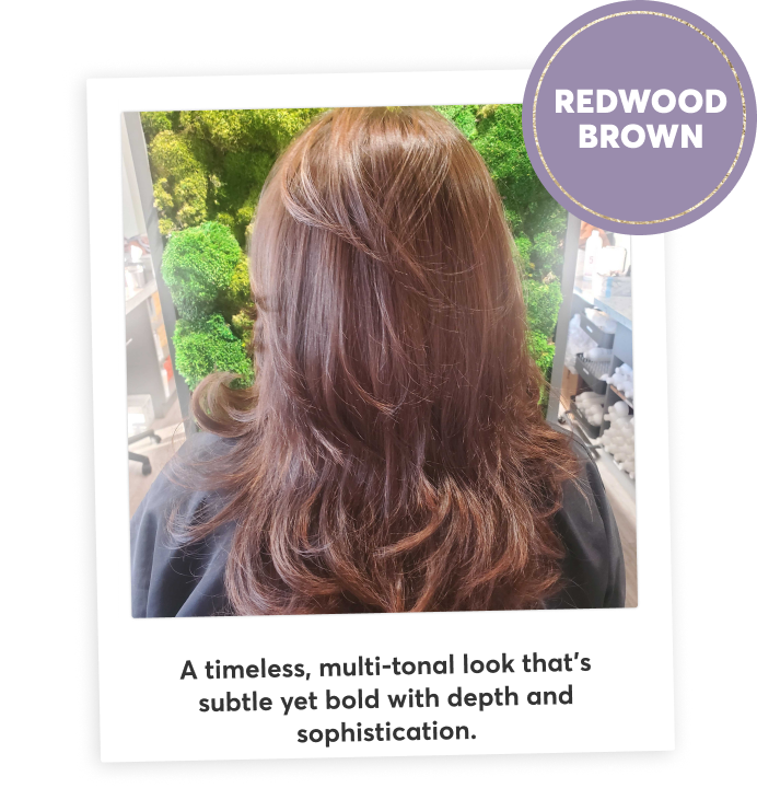 redwood brown | A timeless, multi-tonal look that’s subtle yet bold with depth and sophistication.