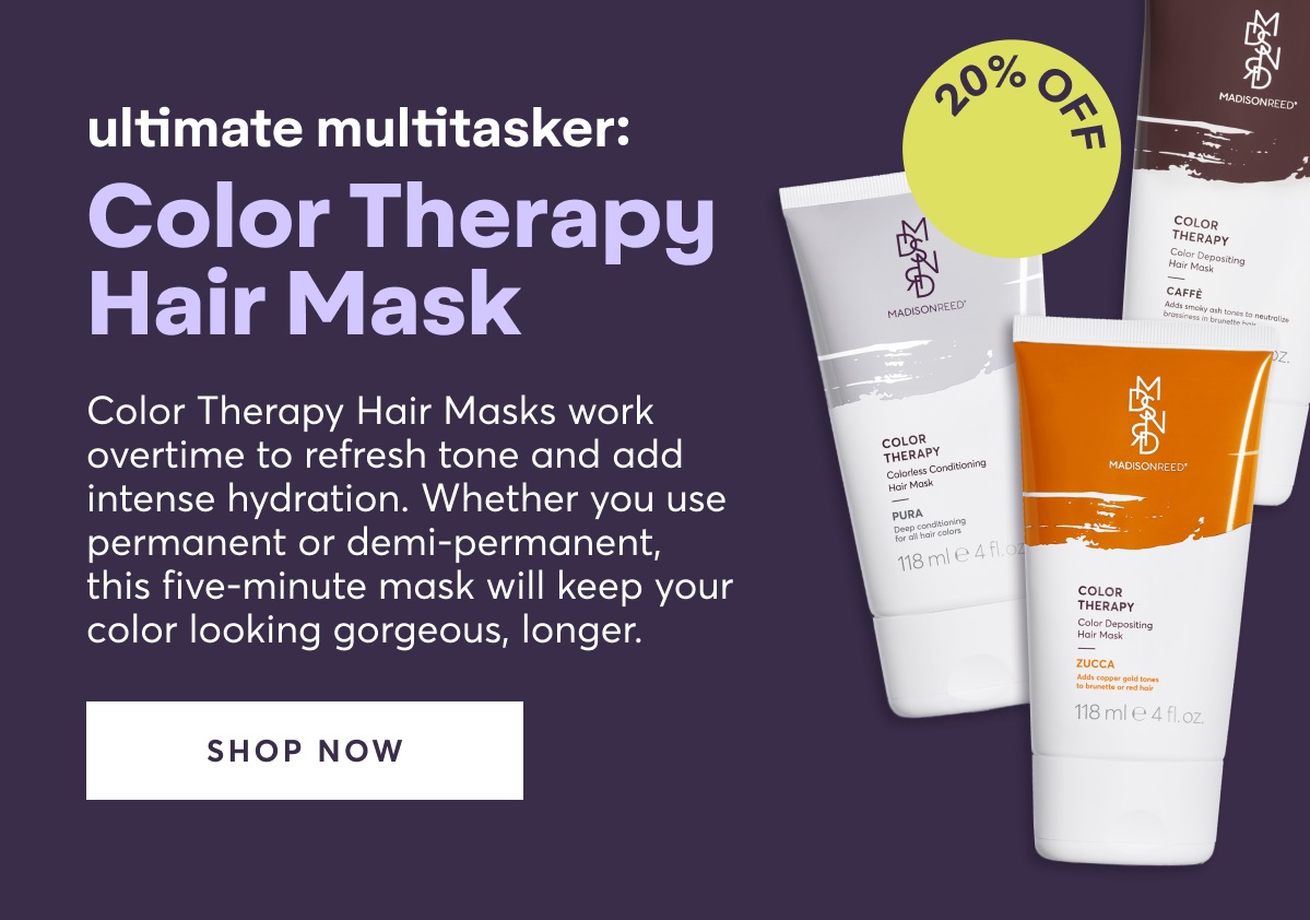 ultimate multitasker: color theraphy hair mask | Color Therapy Hair Masks work overtime to refresh tone and add intense hydration. Whether you use permanent or demi-permanent, this five-minute mask will keep your color looking gorgeous, longer. | shop now