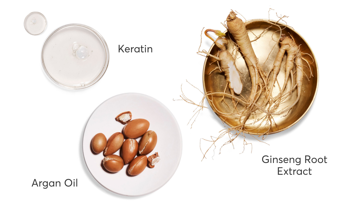 Keratin, Argan Oil, Ginseng Root Extract