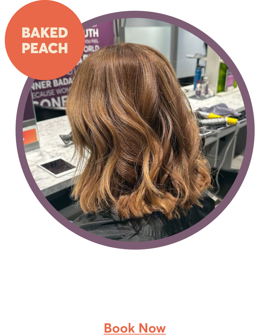 Baked peach | Perfect for 100% gray coverage, this All-Over Color + Boost Treatment is giving warm cozy nights in! | Book Now