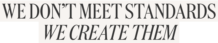 We Don’t Meet Standards We Create Them