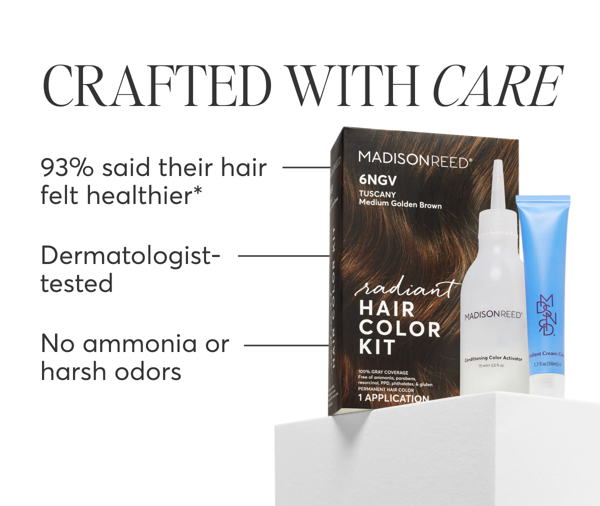 Crafted with Care - 93% said their hair | felt healthier* | Dermatologist-tested | No ammonia or harsh odors