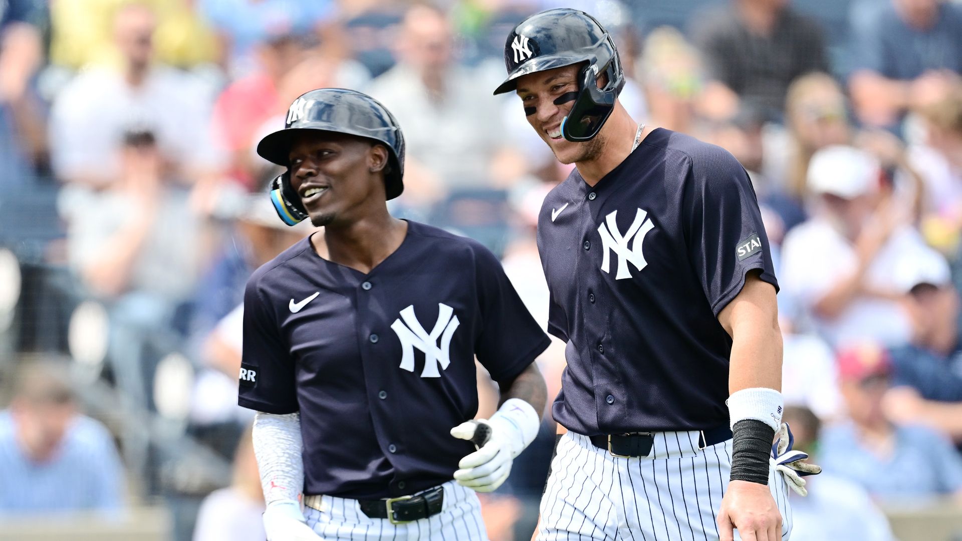 Aaron Judge (right) with Jazz Chisholm Jr.