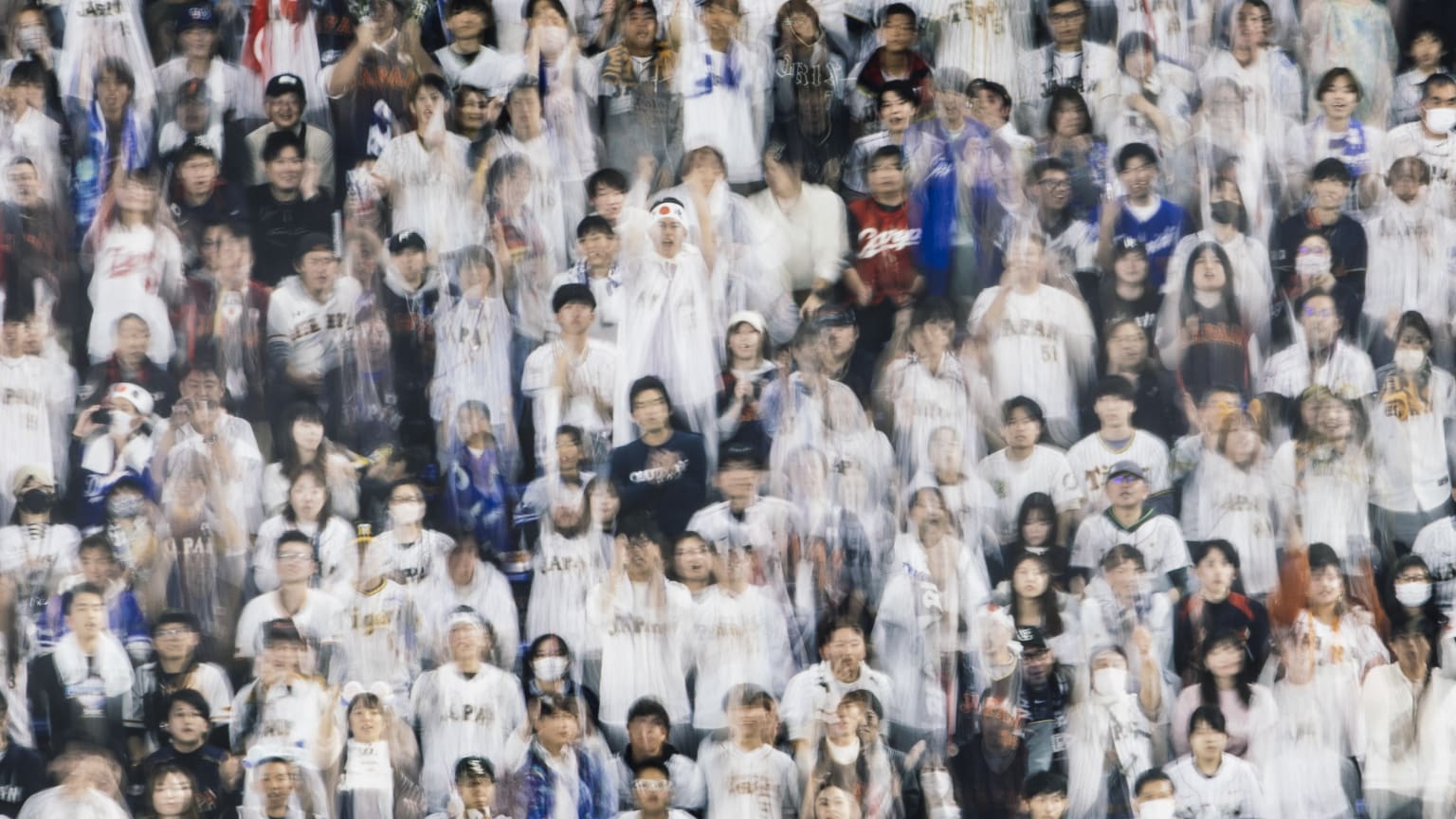 The cheering section at the Tokyo Dome captured mid-song during the 2024 Premier12 tournament. Photo by Joe Na.