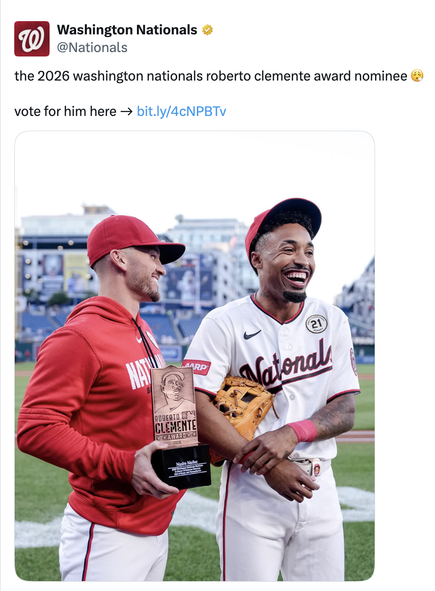Nasim Nuñez Roberto Clemente Award nomination