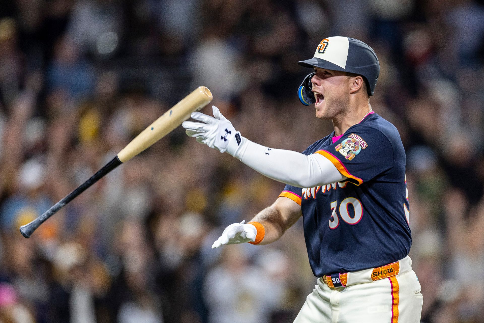 Gavin Sheets celebrates his walk-off homer on April 10