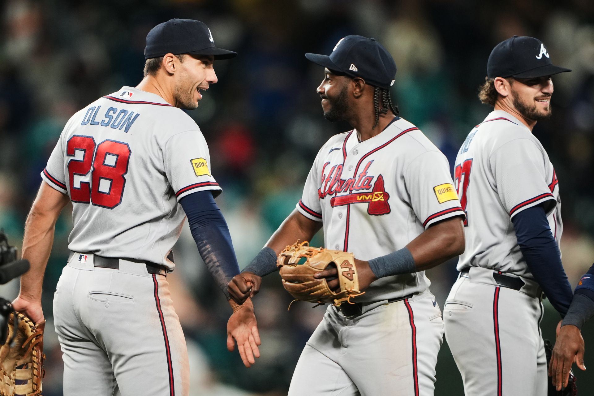 Matt Olson and Jorge Mateo win celebration