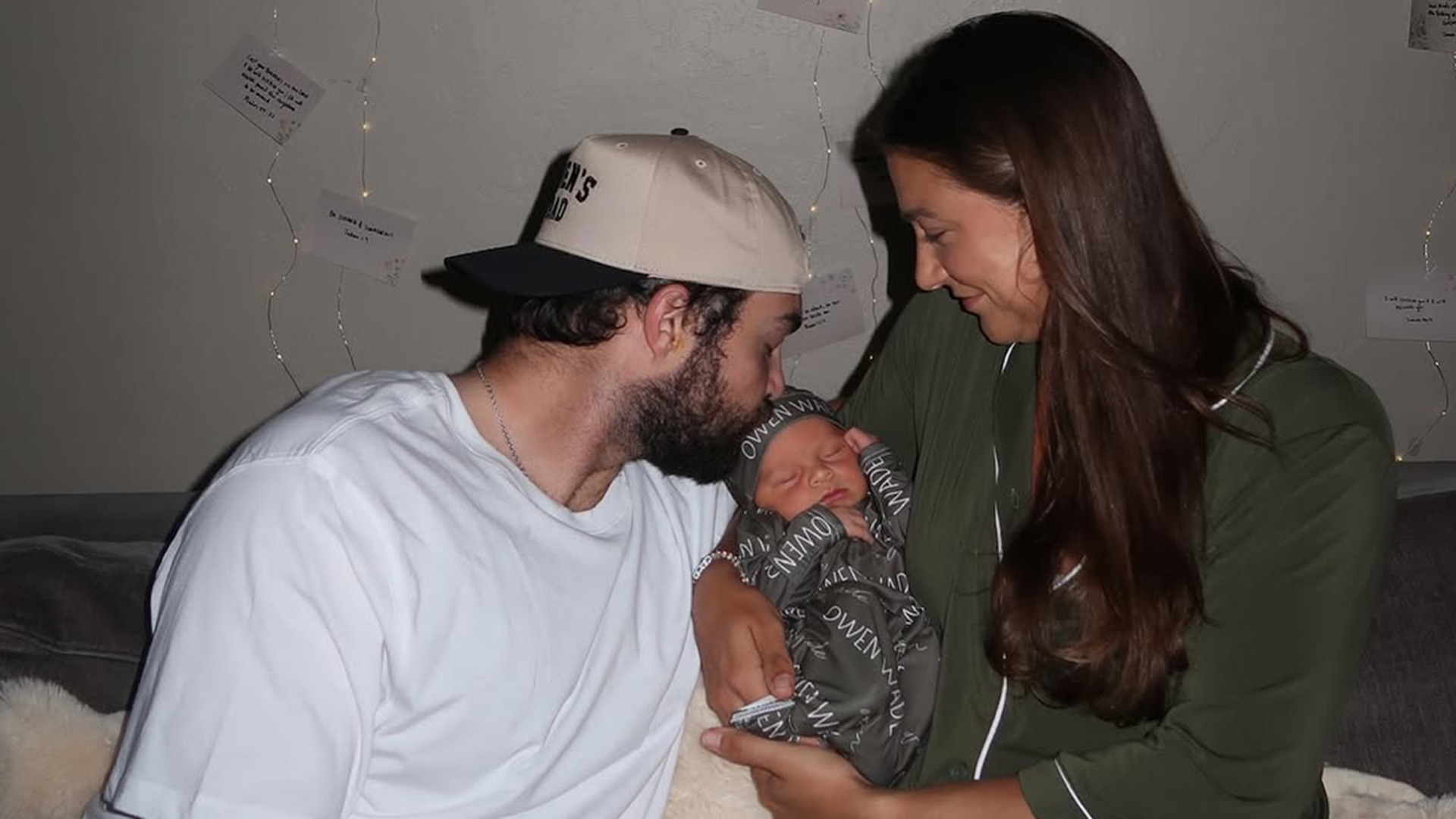 Shea Langeliers with wife, Raegan, and baby, Owen