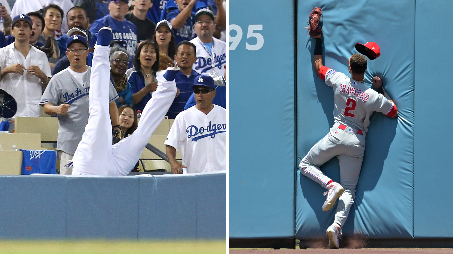 Carl Crawford and Justin Crawford catches