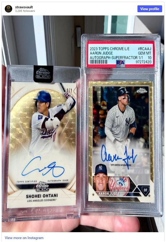 Shohei Ohtani and Aaron Judge Topps cards