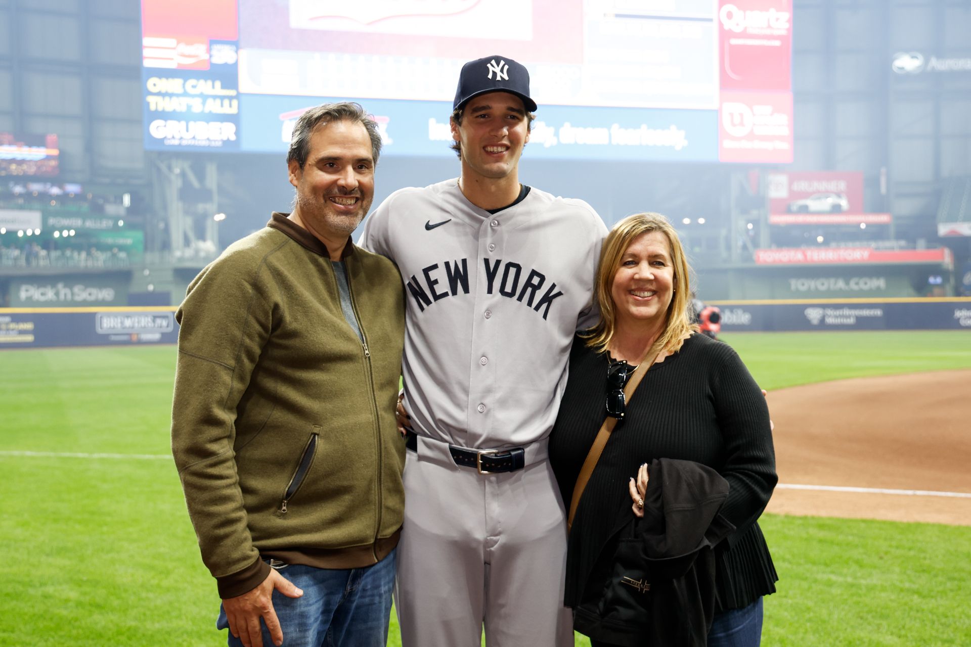 Spencer Jones celebrates his MLB debut with his family