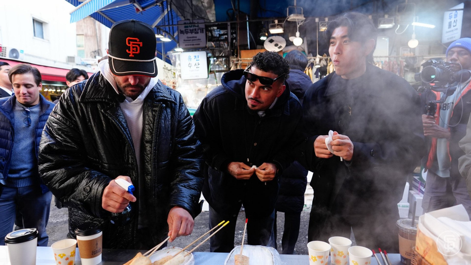 From L to R: Tony Vitello, Willy Adames, Jung Hoo Lee