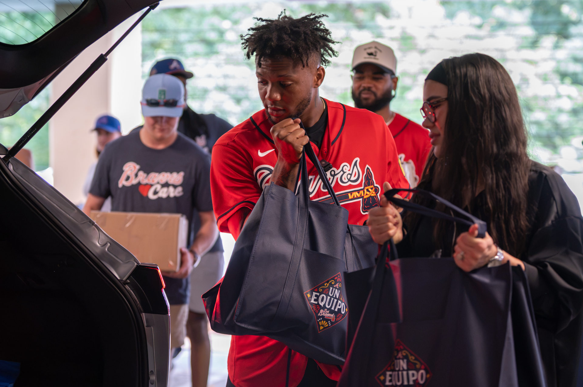 Ronald Acuña Jr. at food donation event