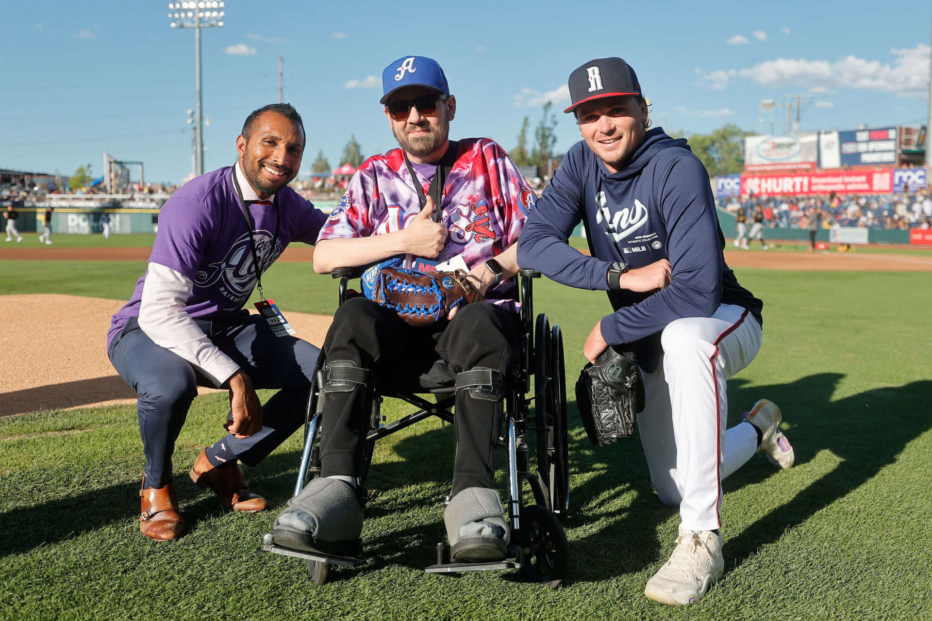 Calvert with his doctor and Aces pitcher Tommy Henry