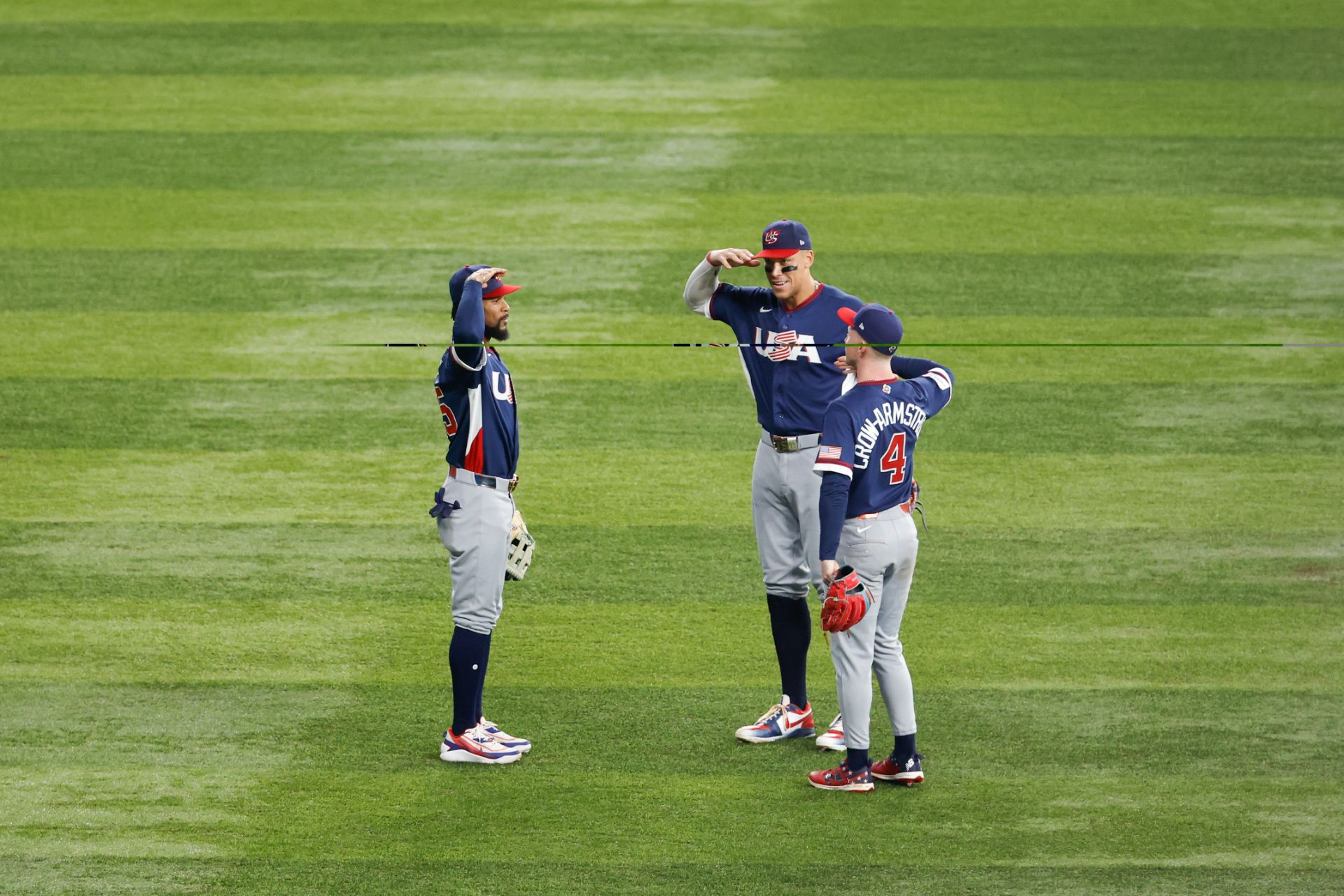 Byron Buxton, Aaron Judge and Pete Crow-Armstrong during the 2026 Classic