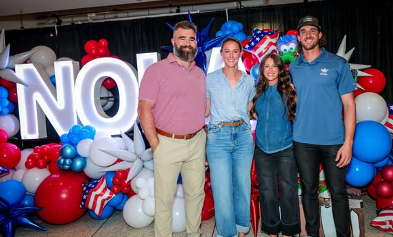 Aaron Nola and his wife, Hunter, and Jason and Kylie Kelce
