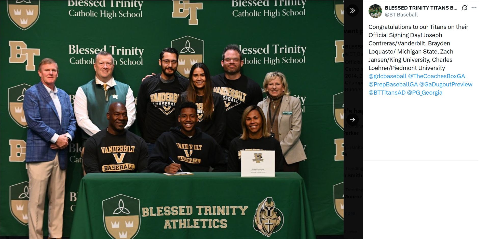Joseph Contreras Vanderbilt signing post