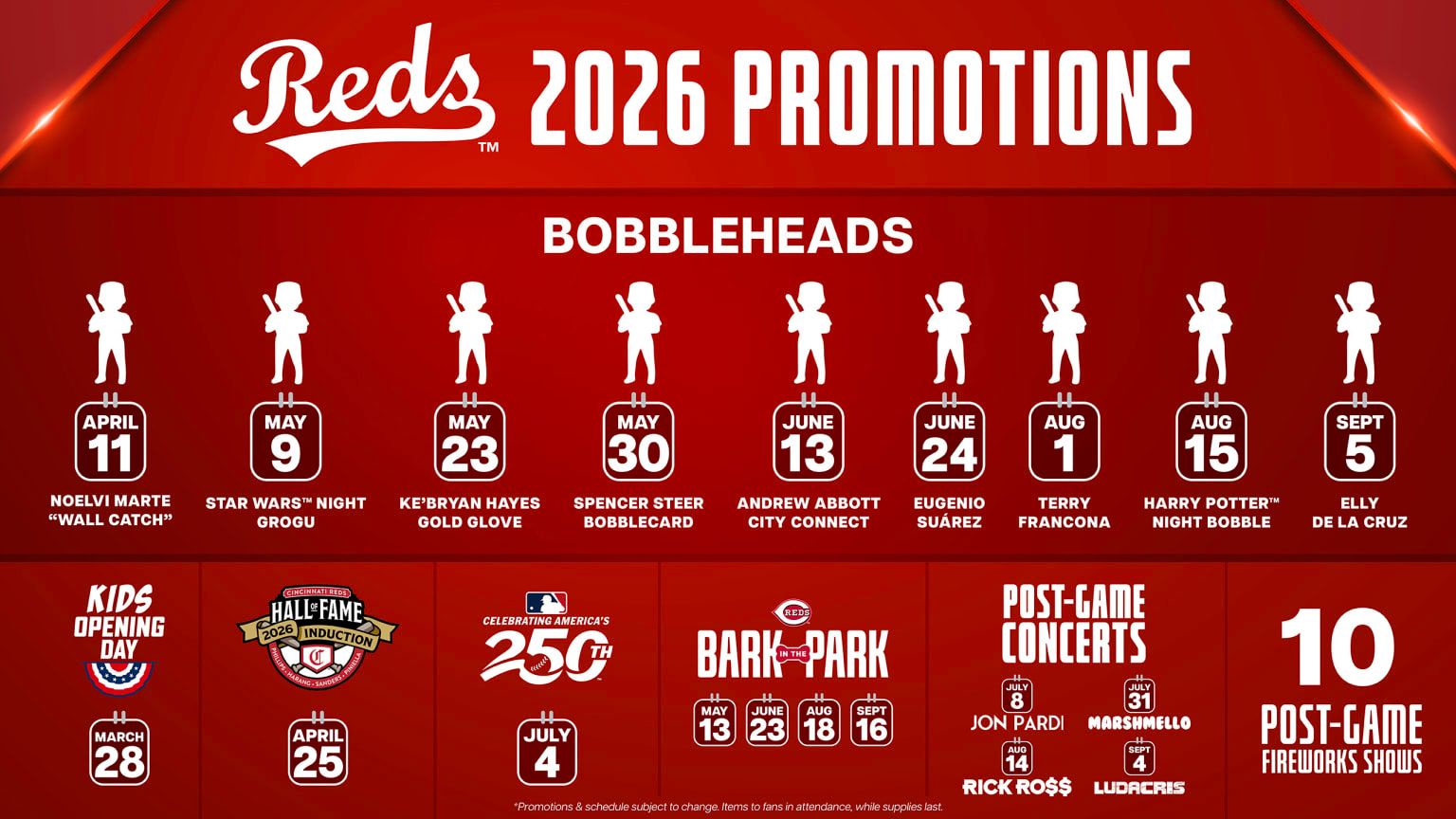 Reds 2026 home promotions