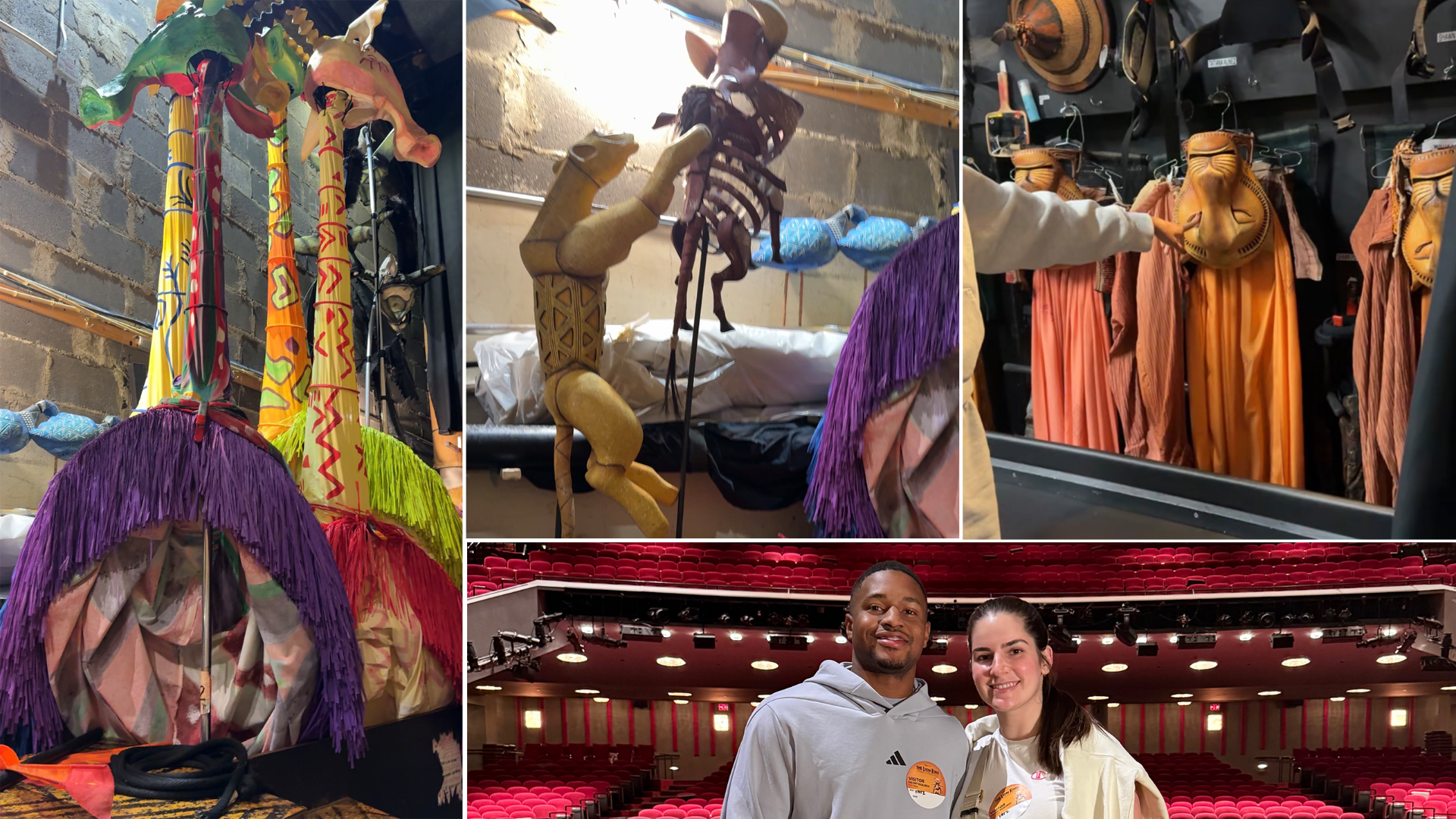 Pictures from backstage of 'The Lion King' on Broadway and Xavier Edwards with his wife, Emily (photos from Emily Edwards)