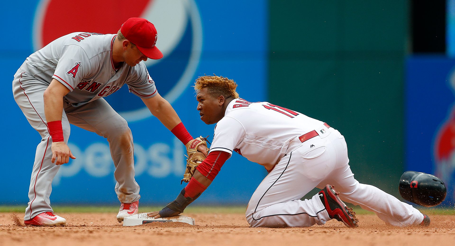 Jose Ramirez after stealing a base in 2016