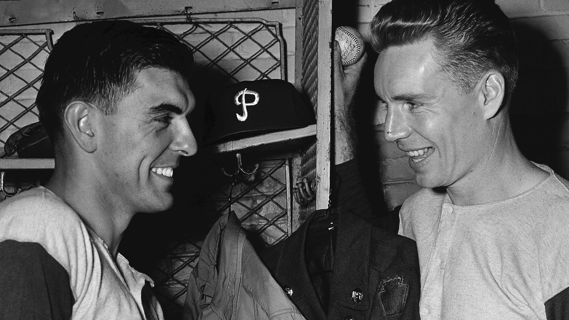 Curt Simmons, left, and teammate John Thompson