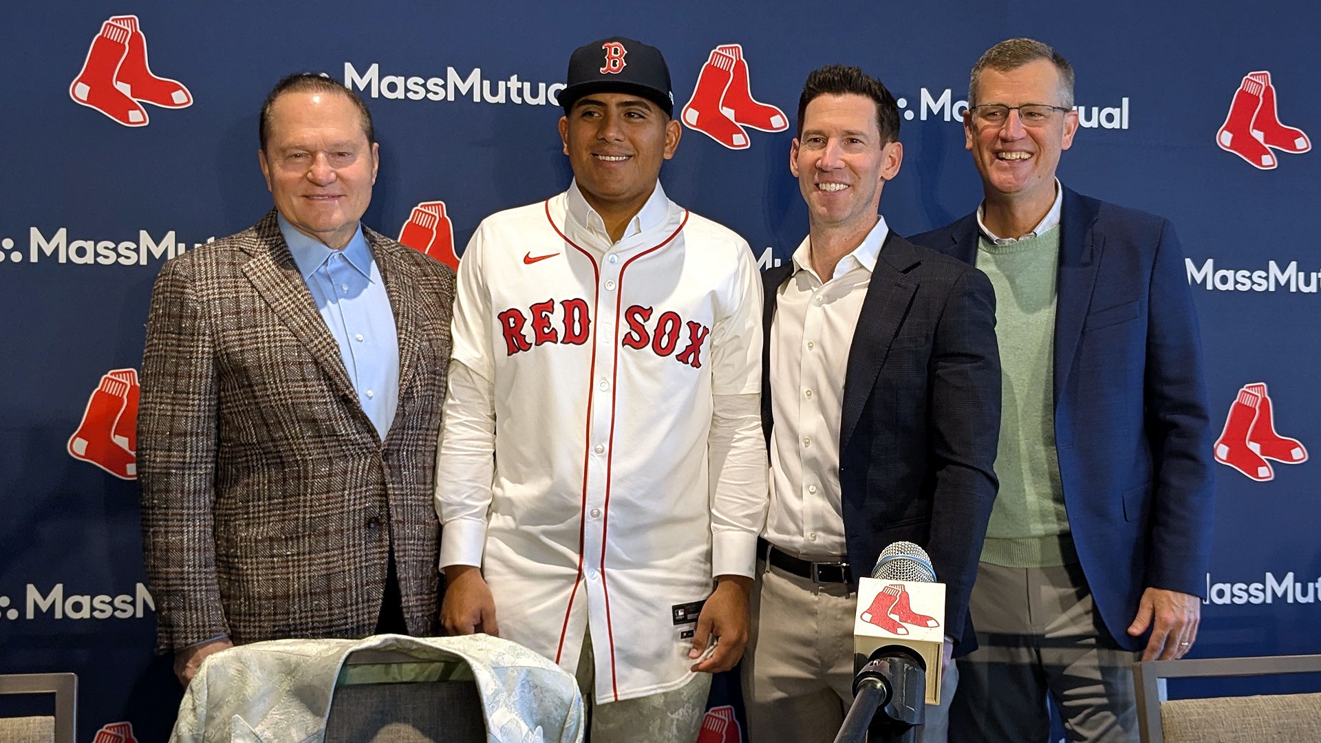 Ranger Suárez at his introductory press conference