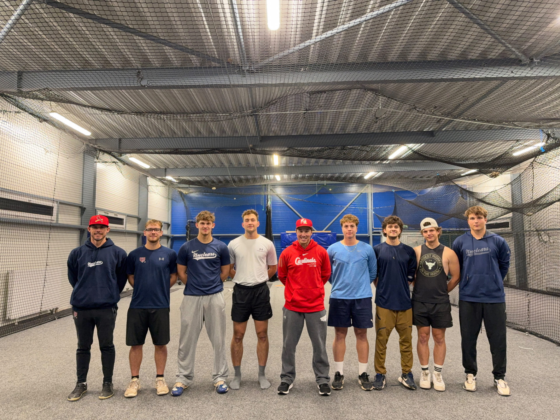 Paul Benoit, center, with the Třebíč Nuclears of the Czech Extraliga. At the far left is Alex Derhak, hitting coach for the Czech national baseball team, and Marek Krejčiřík, who was on the 2023 and '26 WBC teams.