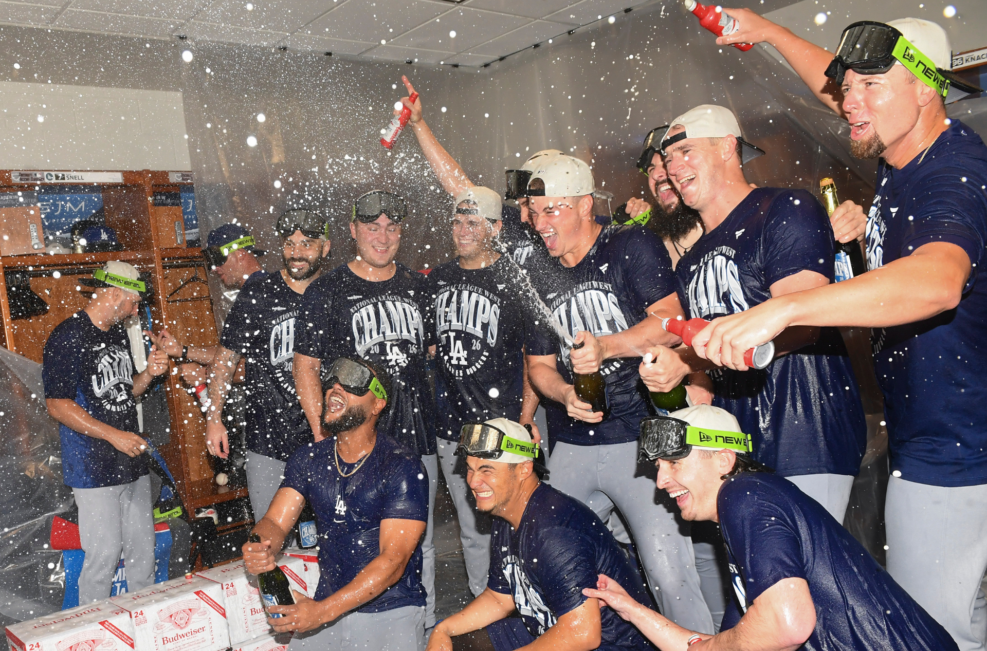 Dodgers celebrate winning the NL West