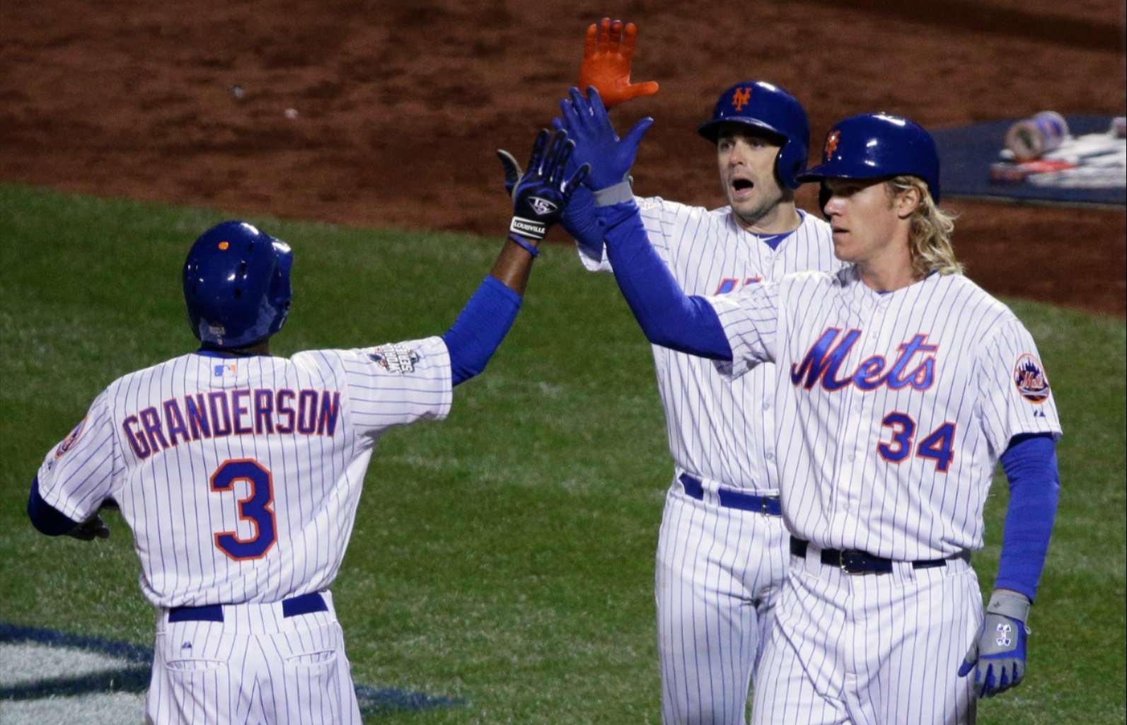 Noah Syndergaard, Curtis Granderson and David Wright