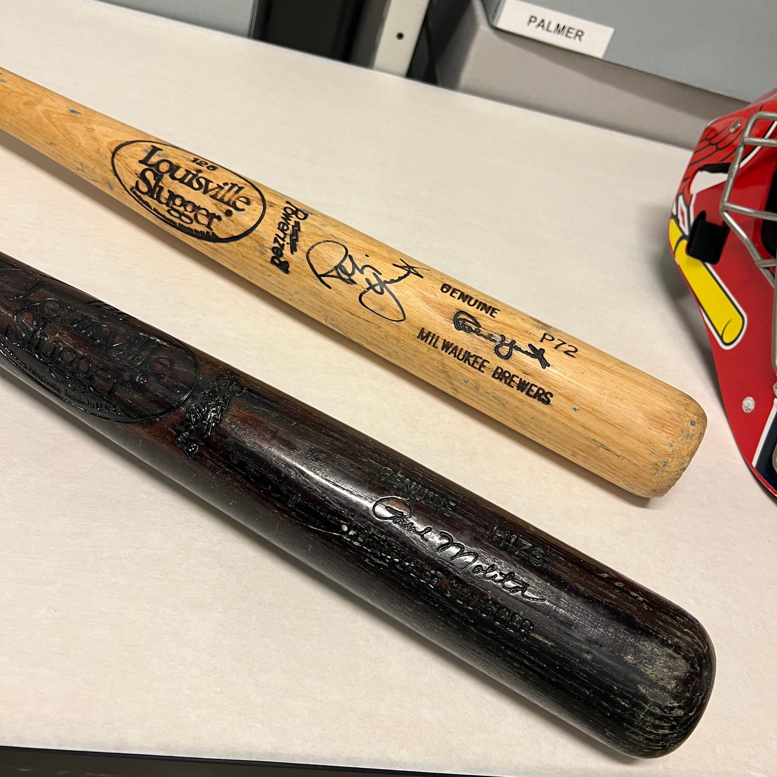 Bats used by Robin Yount (top), Paul Molitor