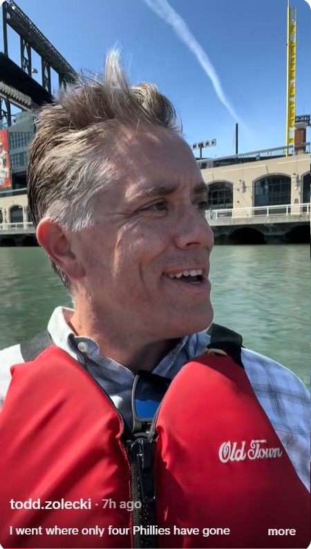 Todd Zolecki in a kayak in McCovey Cove