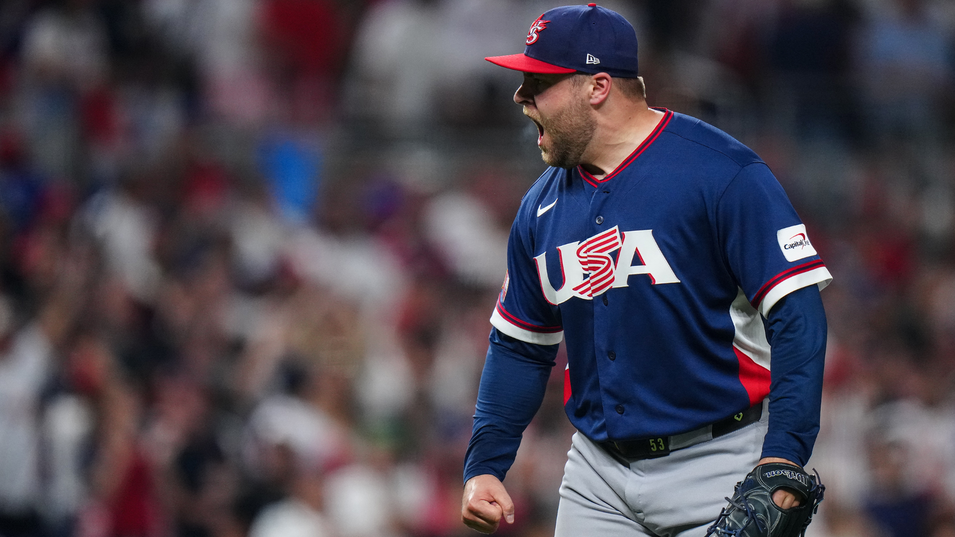 David Bednar with Team USA in the World Baseball Classic